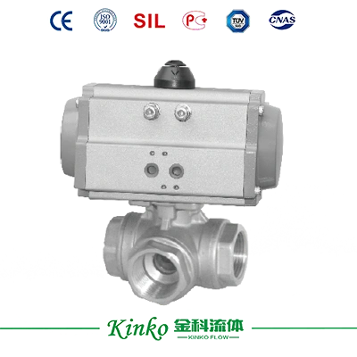 3-Way Pneumatic Thread Ball Valve