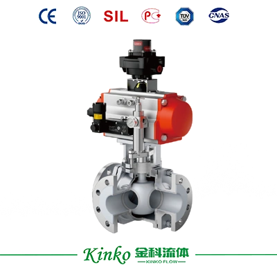 Pneumatic Lined 3-way Diverter Ball Valve (T-flow/L-flow)