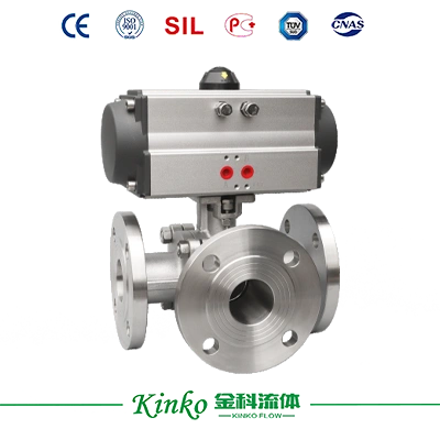 Pneumatic Three-way Flange Ball Valve