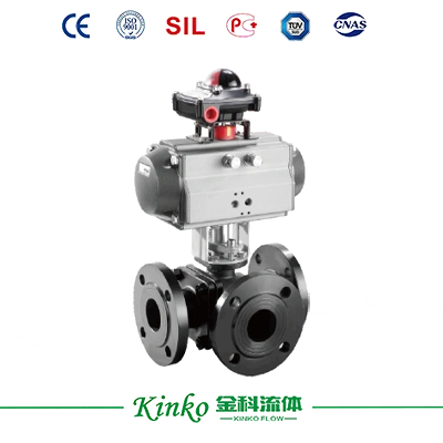 Pneumatic Three-way Flange Ball Valve